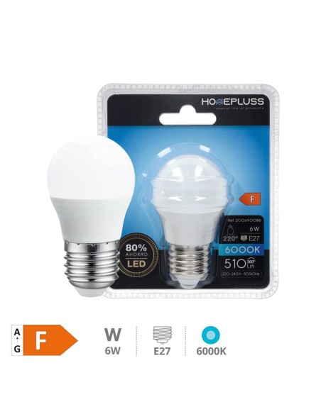 BOMBILLA LED ESFERICA 6W E27 6000K