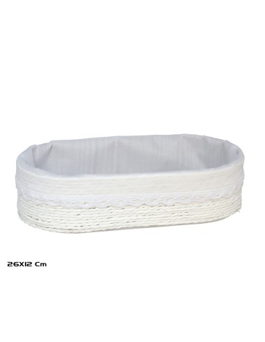 CESTA AZKAR BLANCO OVAL. 26X12X7CM
