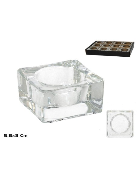 PORTAVELAS CRISTAL CUADRADO 5,8X5,8X3CM