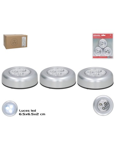 SET 3 PIEZAS LAMPARA LUZ LED 6,5X1,5 CM