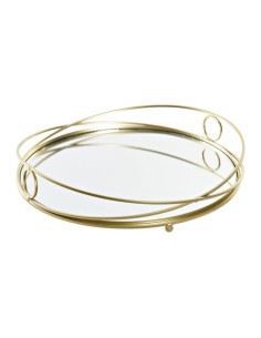 BANDEJA METAL ESPEJO 28X28X4,5 CIRCULO DORADO