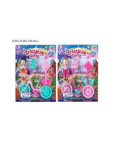 MUÑECA CON TRICICLO Y MASCOTA BLIST