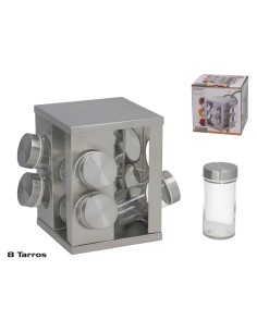 ORGANIZADOR DE ESPECIAS CON 8 TARROS 13X13X16,5 CM