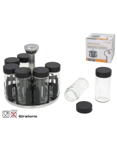 ORGANIZADOR REDONDO ESPECIAS C/TARROS 8 17X16CM