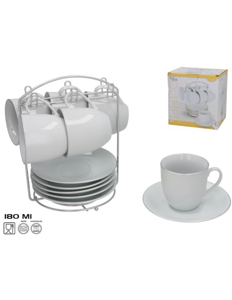 SET 6 TAZAS/PLATO OLIMPI FILO PLATA C/S 180CC