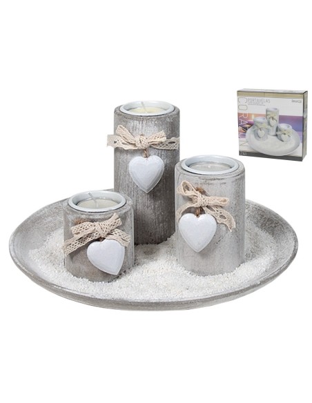 BANDEJA 24 CM CON PORTAVELAS CORAZON - M