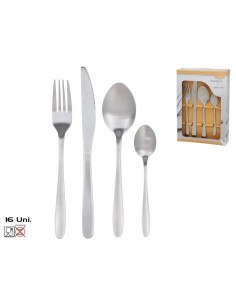 SET 16 CUBIERTOS ACERO INOX. MATE LUXE 22CM