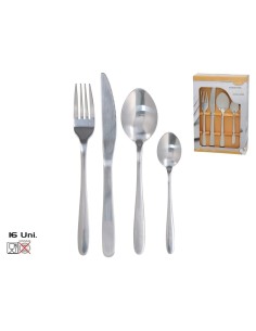 SET 16 CUBIERTOS ACERO INOX. BRILLO LUXE 22CM
