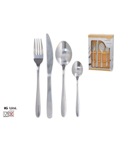 SET 16 CUBIERTOS ACERO INOX. BRILLO LUXE 22CM