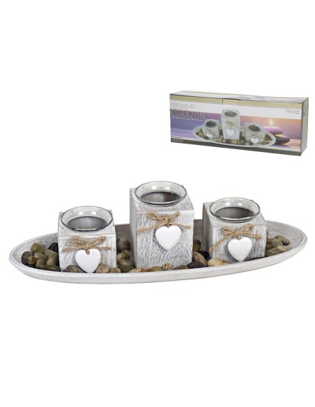SET PORTAVELAS CORAZON X3  C/BAND OVAL