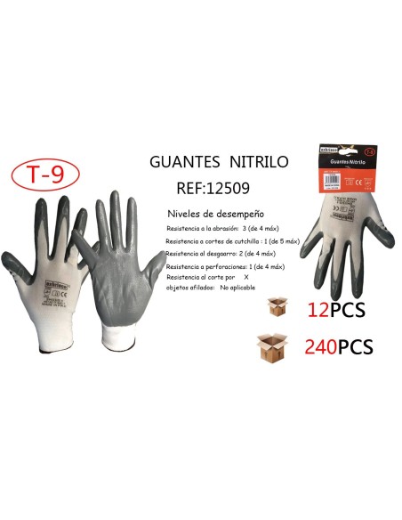 GUANTES POLIESTER NITRILO T-9