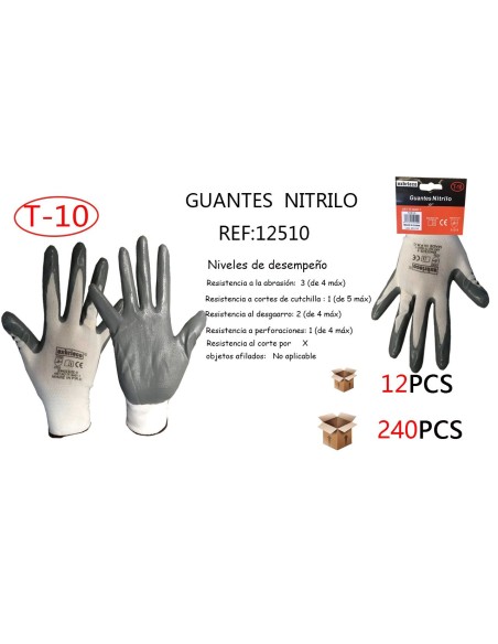 GUANTES POLIESTER NITRILO T-10