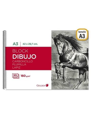 GOLDEN CUADERNO DE DIBUJO A3.160 GRM.30 H. LISO