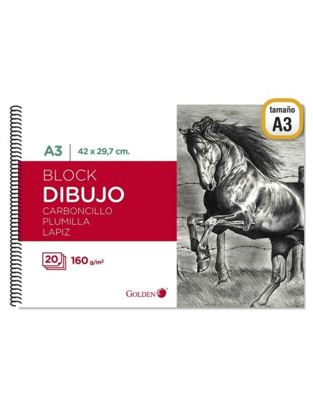 GOLDEN CUADERNO DE DIBUJO A3.160 GRM.30 H. LISO