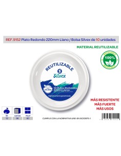 PLATO REDONDO LLANO 22CM LOTE DE 10