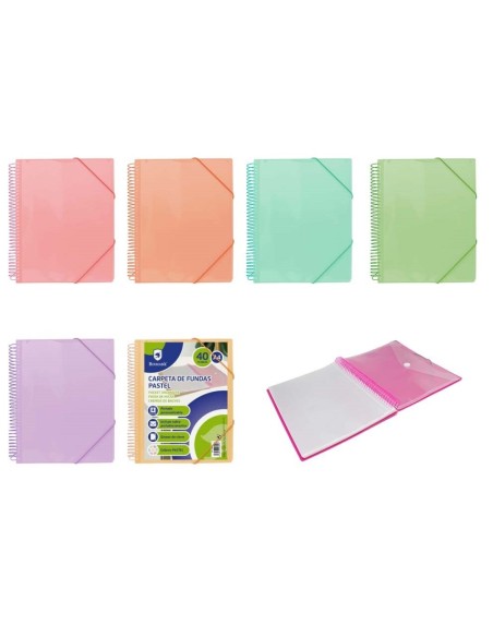 PP BISMARK CARPETA ESPIRAL 40 FUNDAS PASTEL