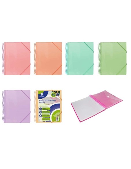 PP BISMARK CARPETA ESPIRAL 60 FUNDAS PASTEL