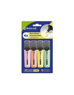MARCADOR FLUORESCENTE LONG-LIFE 4 COLORES PASTEL