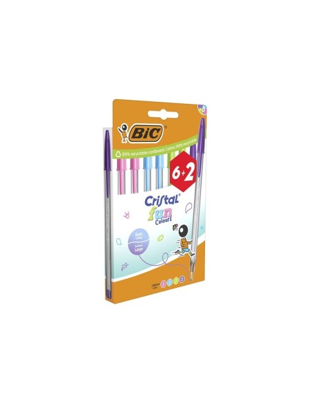 BOLIGRAFO BIC CRISTAL FUN SURTIDO  CJ 6+2