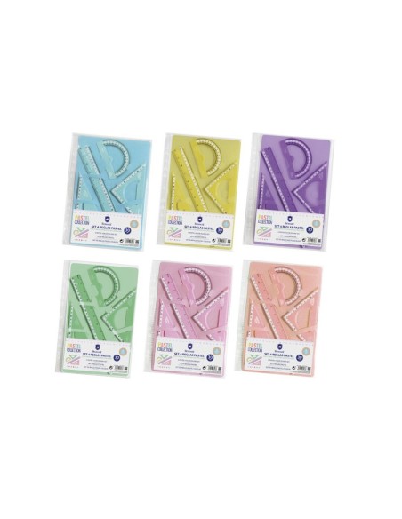 SET 4 REGLAS PASTEL C/FUNDA PORTADORA MULTITALADRO