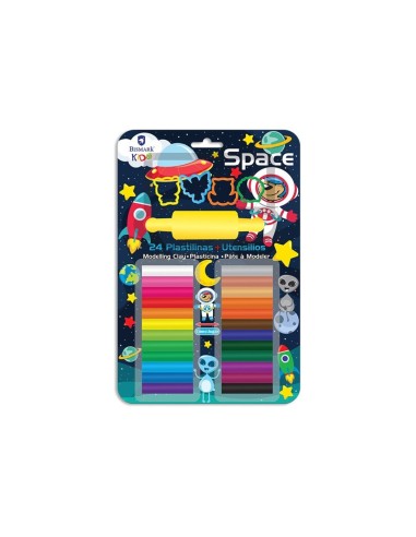PLASTILINA 24 COLORES C/MOLDES ESPACIAL
