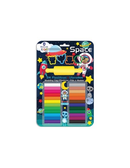 PLASTILINA 24 COLORES C/MOLDES ESPACIAL