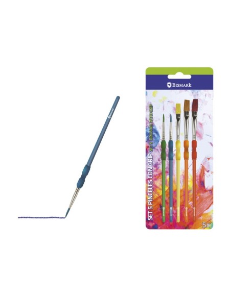 5 PINCELES DE COLORES CON GRIP