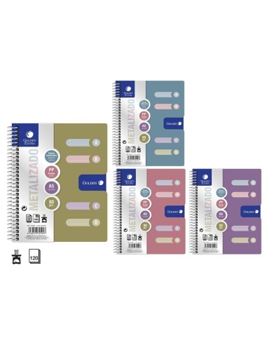 GOLDEN CUADERNO T.P.METALA5120H.90GRS4SEPCUAD
