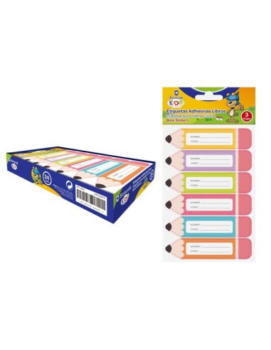 ETIQUETAS ADHESIVAS LIBROS LAPICERO - PACK 18 UDS