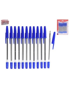 SET 12 BOLIGRAFOS BASIC COLOR AZUL 1MM