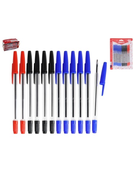 SET 12 BOLIGRAFOS BASIC COLORES SURT 1MM