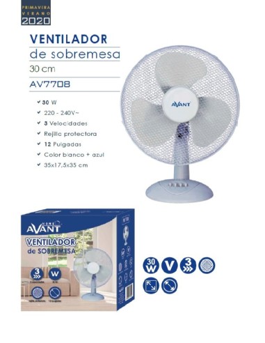 VENTILADOR AVANT SOBREMESA 30CM 12" 30W