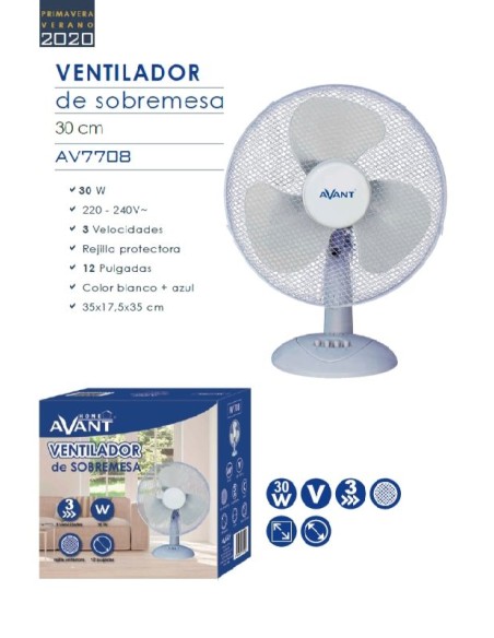 VENTILADOR AVANT SOBREMESA 30CM 12" 30W