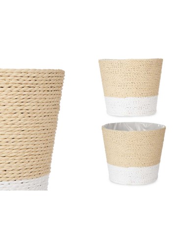 MACETERO CUERDA 18X16CM BLANCO NATURAL