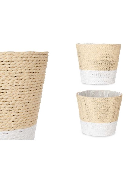 MACETERO CUERDA 15X14CM BLANCO NATURAL