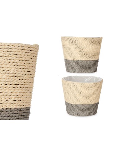 MACETERO CUERDA 15X14CM GRIS NATURAL