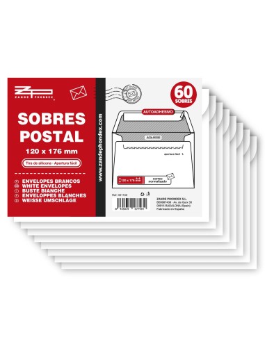 SOBRES 120X176 BLANCO POSTAL 20 UND