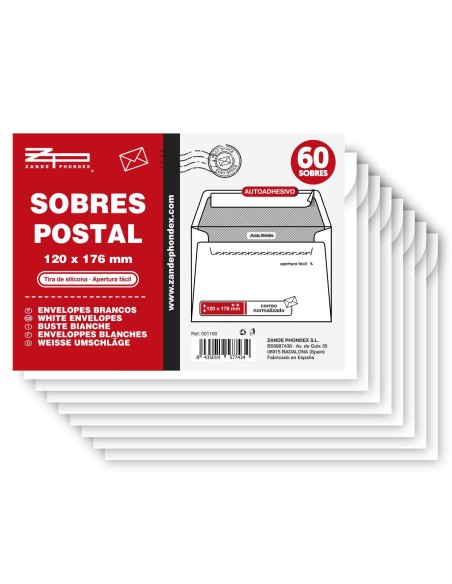 SOBRES 120X176 BLANCO POSTAL 20 UND
