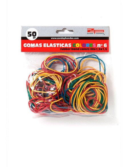 GOMAS ELASTICAS Nº6 COLORES BOLSA 50 GR