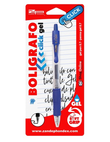 BOLIGRAFO CLICK GEL  AZUL Y NEGRO 1UDS