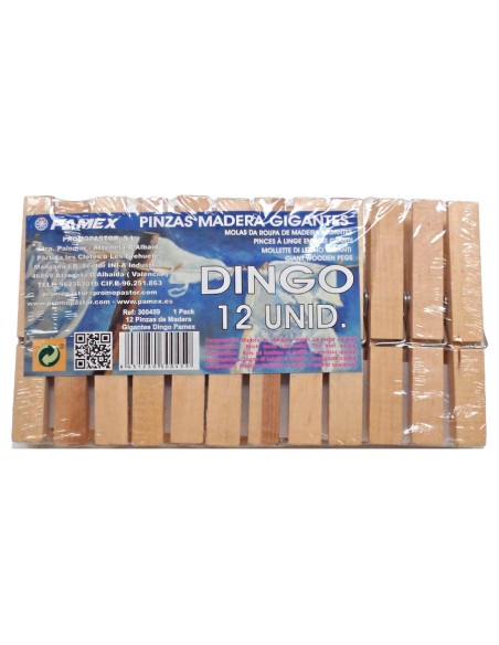 PINZA DE MADERA GIGANTE DINGO 12 UNI.