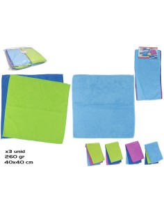 SET 3 BAYETAS MICROFIBRA 40X40CM 260G