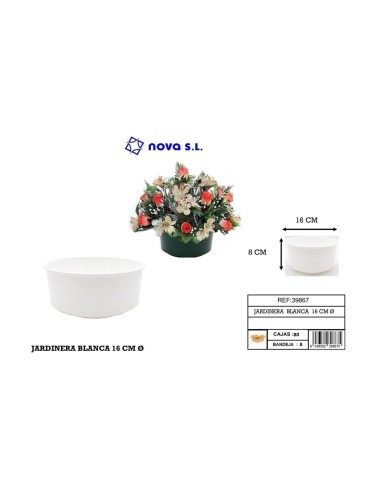 MACETA REDONDA 16CM BLANCO