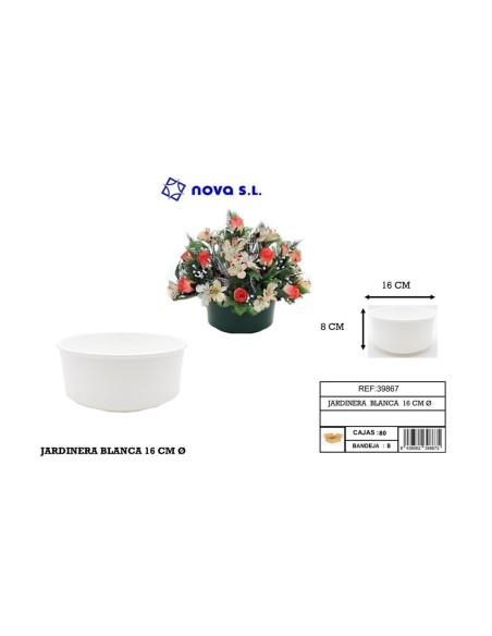 MACETA REDONDA 16CM BLANCO