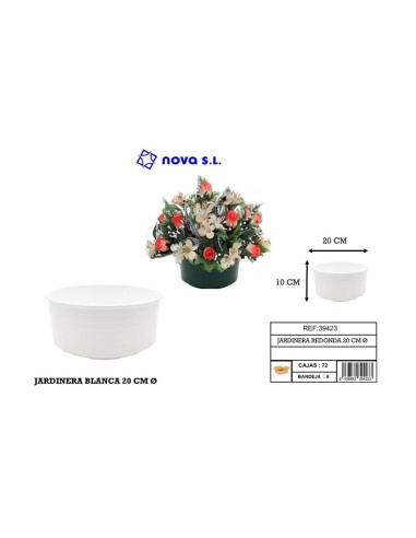 MACETA REDONDA 20CM BLANCO