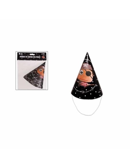 6 GORROS DE CARTON DEC.PIRATA