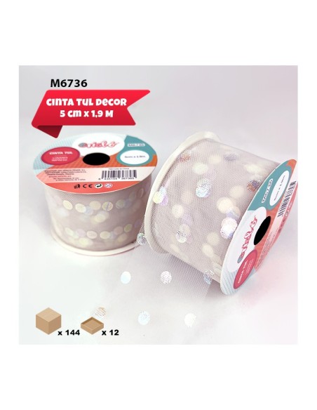 CINTA TUL LUNARES IMPRESO 5CM X 1.9M