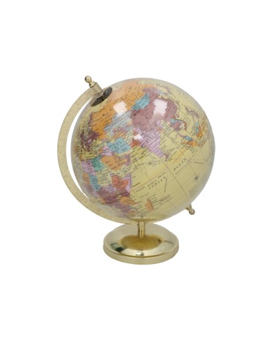 GLOBO TERRAQUEO BASE DORADA 18X24CM DISCOVER