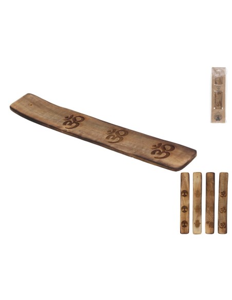PORTA INCIENSO MADERA TALLADA 25,4X4CM 4STD
