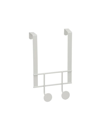 PERCHA METAL PUERTA 2 POMOS BLANCO